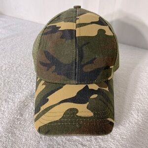 C.C. Boutique Army Green Tan Camo Mesh Back Snap Back Ponytail Hat